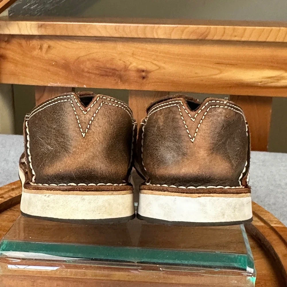 Ariat Bomber Cruiser Brown Distressed Leather Moc Toe Slip On Loafers Womens 8.5